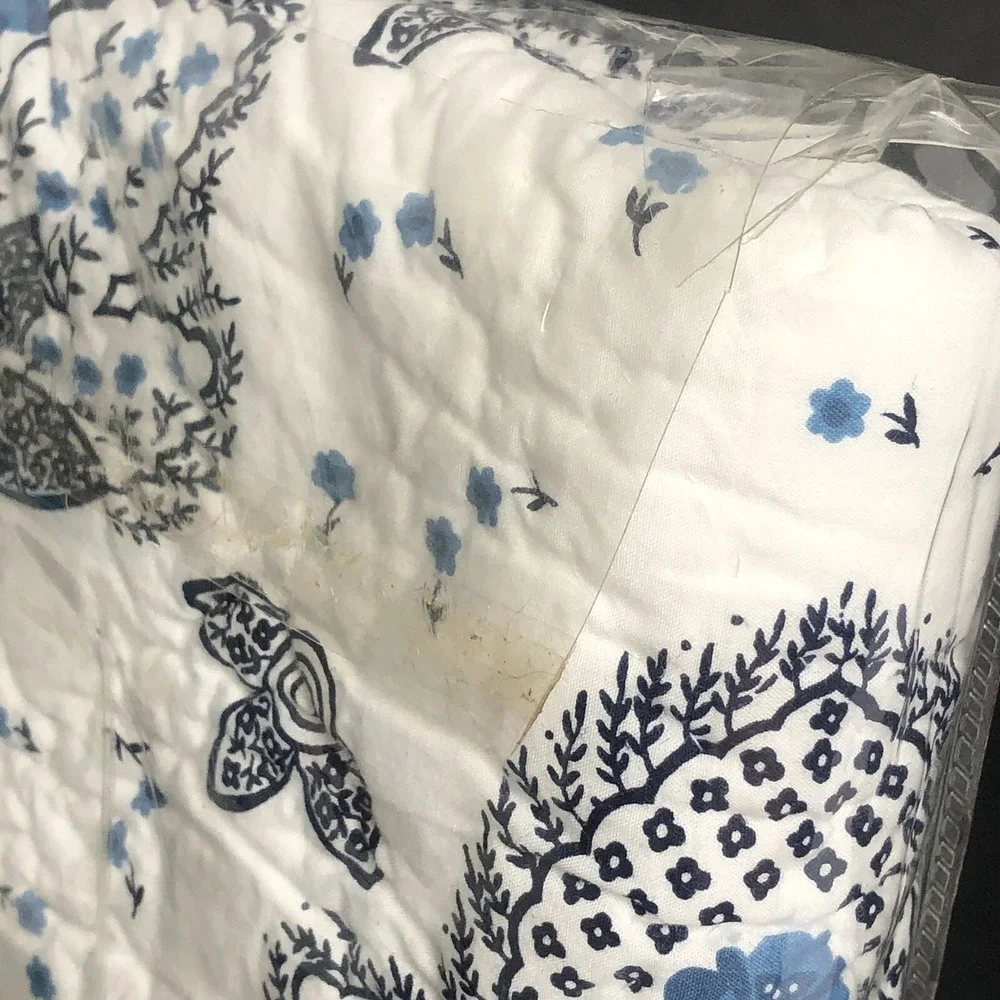 Pottery Barn Daya Quilted Pillow Sham Paisley Blue Standard Size 26 x 20 NEW